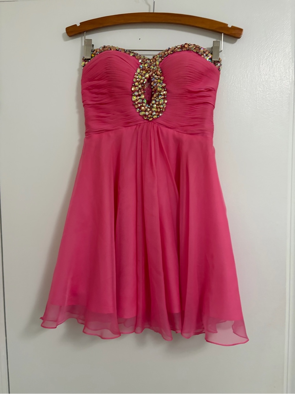 Sherri Hill Strapless Pink Beaded Cocktail Dress